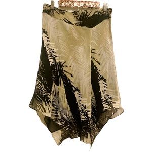 Kenneth Cole Silk Palm Leaf Hankerchief Hem Skirt Size 8